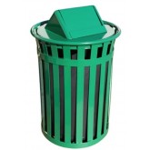 WITT Oakley Collection Outdoor Waste Receptacle with Swing Top Lid - 50 Gallon, Green